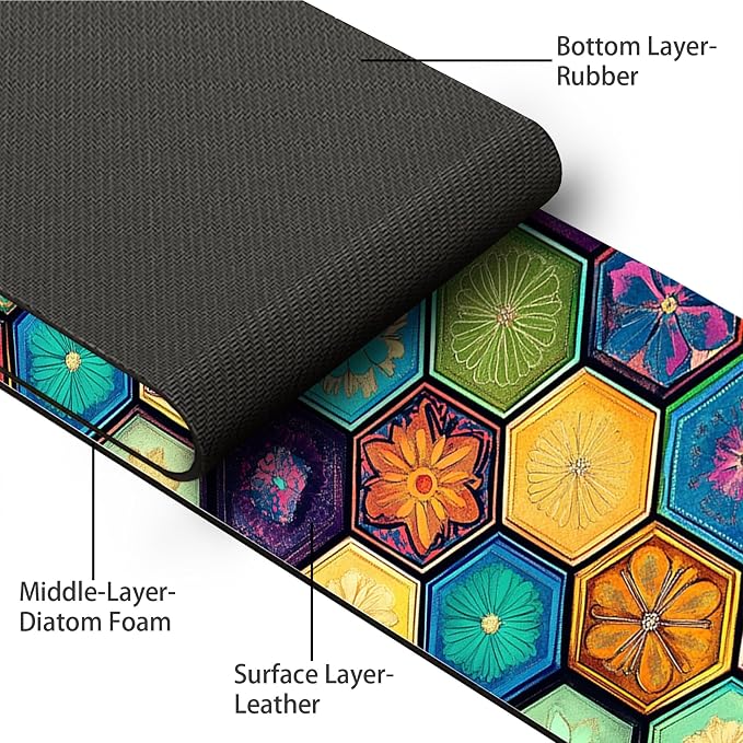 Bimkole 2 PCS Faucet Absorbent Mat, Kitchen Faucet Sink Splash Guard Wraparound Cloth Pads Drip Catcher for Sink Faucet for Kitchen Bathroom Faucet, Colorful Faucet Mat, 15 x 4 Inch Flower A7 - Image 3
