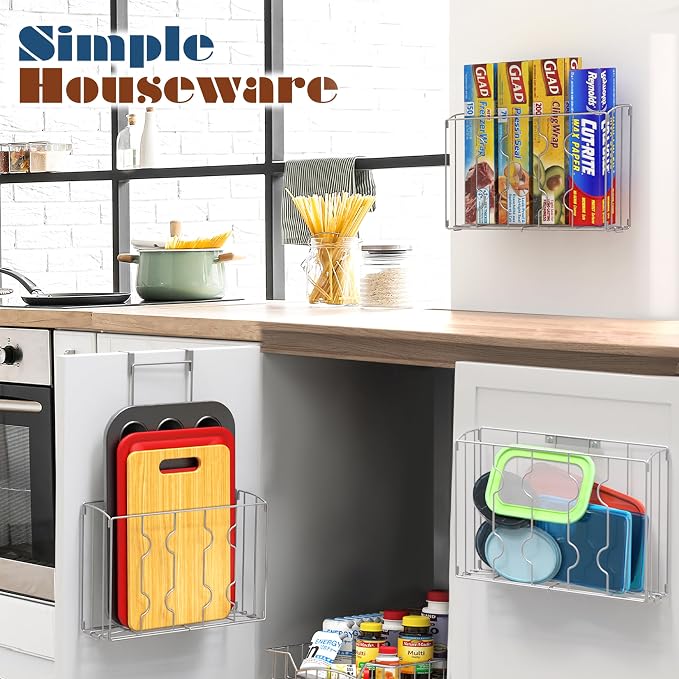Simple Houseware Over Cabinet Door Organizer, Silver - Image 6