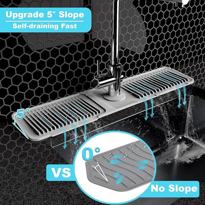 Folding sink splash guard behind faucet-faucet mat for kitchen sink-silicone kitchen faucet mat-faucet draining mat of sink accessories with button lock - Image 5