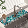 Kitchen Sink Splash Guard Faucet Mat 24" X 5.5" Tropical Leavesl Absorbent Fast Drying Mat Faucet Draining Mat Sink Splash Guard Behind Faucet Drip Catcher for Kitchen Bathroom by Unknown