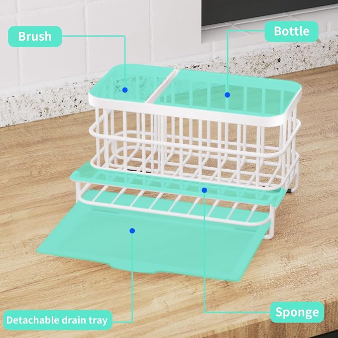 HapiRm Sink Caddy Sponge Holder - Kitchen Sink Organizer with Drain Tray, SUS304 Stainless Steel Rustproof Sponge Caddy Storage for Kitchen Countertop- White - Image 6