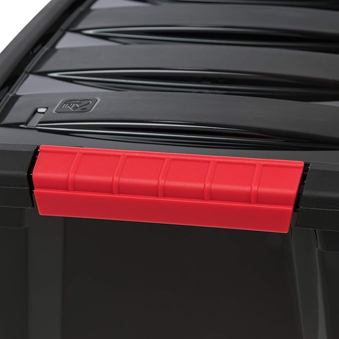 IRIS USA 6-Pack 13 Quart Storage Bins with Lids, Black | Black finish conceals stored items. Ideal for shoes, photos, documents, and small essentials. Nestable design saves space - Image 5