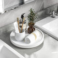 Turntable Vanity Tray, 10 Inch Bamboo Kitchen Sink Countertop Organizer | Perfume Candle Tray, Keep Glass Sponge and Soap, Bathroom Countertop Organizer, White by VeyFey