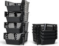 Skywin Stackable Storage Bins Open Front for Pantry Storage, 4 Pack - Black | Sturdy Plastic, Easy Stacking, Breathable & Open Front Design, Pantry Storage for Snacks, Toiletries, and Small Essentials by Skywin