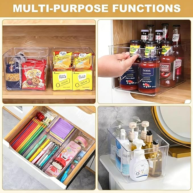 Set of 8 pantry organizers and storage, Clear Plastic Storage Bins for Kitchen Organization, Freezer Storage, Home Edit Containers - Image 6