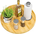Lazy Susan Organizer, 13.2 Inch Non-Skid Bamboo Turntable | Kitchen Table Cabinets Closets and Kitchen Islands, Wood Turntable for Kitchen Countertop Organizer by VeyFey