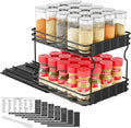 SpaceAid Pull Out Spice Rack Organizer for Cabinet, Heavy Duty Slide Out Seasoning Kitchen Organizer, Cabinet Organizer, with Labels, 8.5" W x10.75 D x8.5 H, 1 Drawer 2-Tier by SpaceAid
