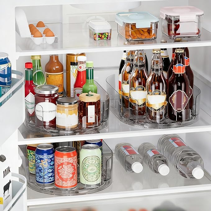 360° Rotating Lazy Susan for Refrigerator, Lazy Susan Organizer for Refrigerator - Rotating Storage Tray for Kitchen Cabinets, Bathroom, Desk, Space-Saving Organizer (Clear) - Image 5