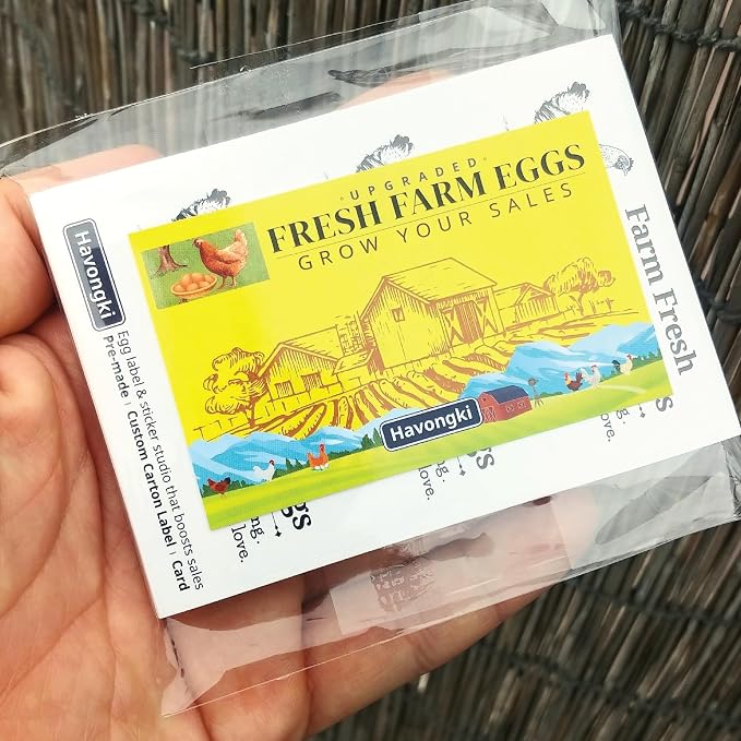 120 Chicken Egg Carton Labels Stickers | White | Farm Fresh Eggs | 4 6 12 15 18 30 48 50 Count - Basket Box Container Extra Organizer Farm Supplies, 66mm x 26mm - Image 5