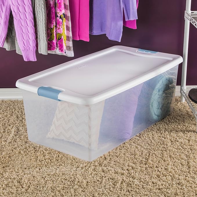Sterilite Latching Box with Lids for Home and Office, 106 Quart, 8-Pack | Heavy-Duty and Stackable Plastic Containers with Latches for Closet, Cabinet, Bedroom, Bathroom and Dorm Room Organization - Image 5
