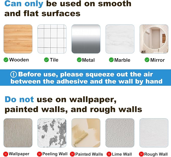 Adhesive Bathroom Shelves, 4 Pack Acryilc No Drill Stick on Shelf - Image 5