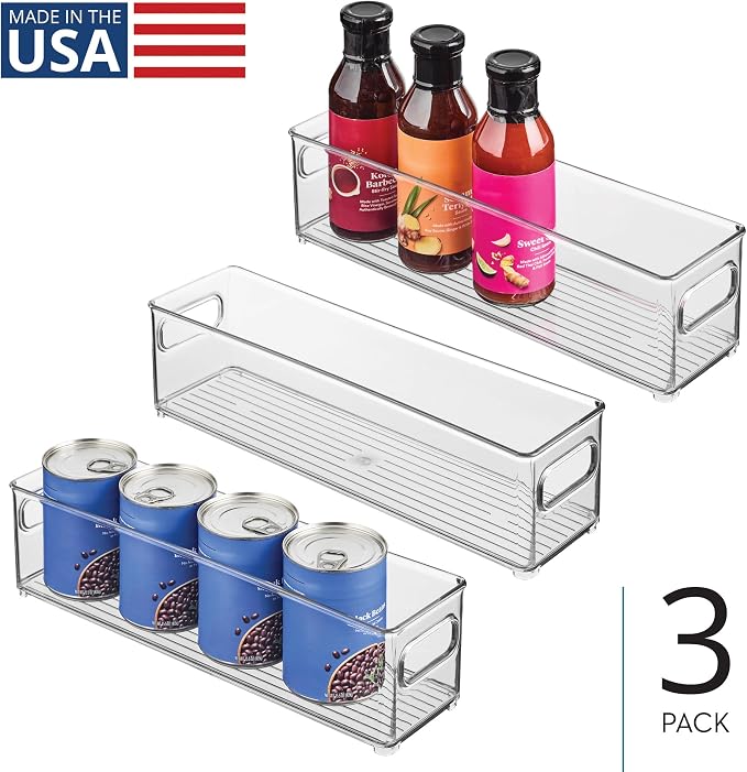 iDesign Stackable Fridge Bin with Handles, Set of 3, Clear | Ideal for Freezer or Pantry, Made in USA - Image 2