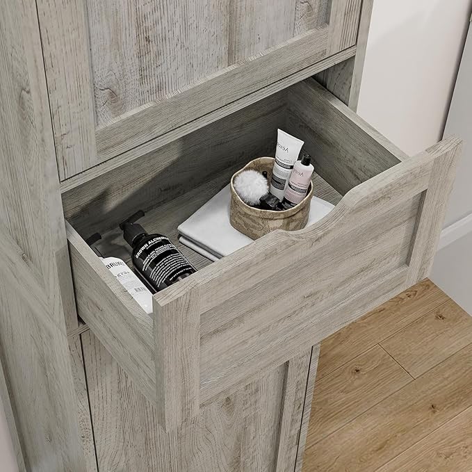 Iwell 67" Tall Bathroom Cabinet with Adjustable Shelves & 1 Drawer, Storage Cabinet with 2 Doors, Narrow Tall Cabinet, Floor Cabinet for Bathroom, Living Room, Home Office, Grey - Image 7