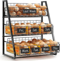 Egg Holder Countertop with 3 Pull-Out Tier Baskets, Black | Sturdy Metal Frame, 5 Adjustable Dividers,7 Date Tags, Egg Basket for Gathering Fresh Eggs, Chicken Coop Accessories by Sevenblue