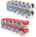 2 Packs FIFO Rolling Soda Can Organizer for Fridge, Holds 12 Cans | Pop Can Organizer for Drink Beer Seltzer Soda Can Dispenser for Refrigerator 11.15oz 12oz Can Holder Storage Pantry Container by BingoHive