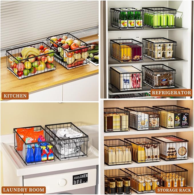 Large Freezer Organizer Bins for 5 to 9 Cu.Ft,Quick Expand/Collapse,3PACK | Freezer Organizer Bins, Stackable,foldable,With handle Wire Storage Container Baskets for Sort Frozen Meats,Leak-Proof Liner - Image 8