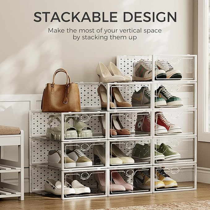 15 Pack X-Large Shoe Storage Boxes, Shoe Organizer Clear Stackable | Fit US Size 11, 6.2” Height, Shoe Dispaly Case Holder Bins Sneaker Storage for Sneakerheads, For Home and Family, Grey - Image 7