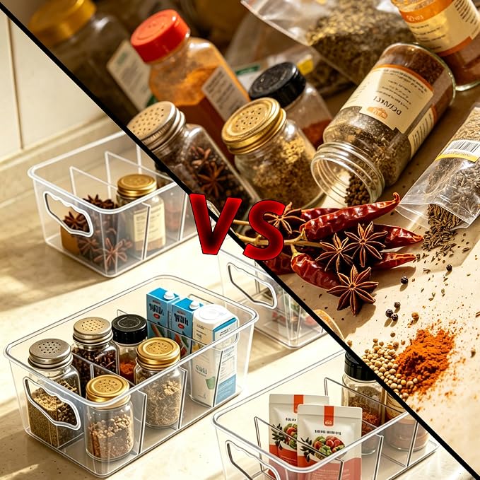 10 Pack Ultimate Clear Organizer Bins with Removable Dividers | The complete house organization solution for large families.Categorize everything from laundry supplies to pantry bulk items. - Image 3