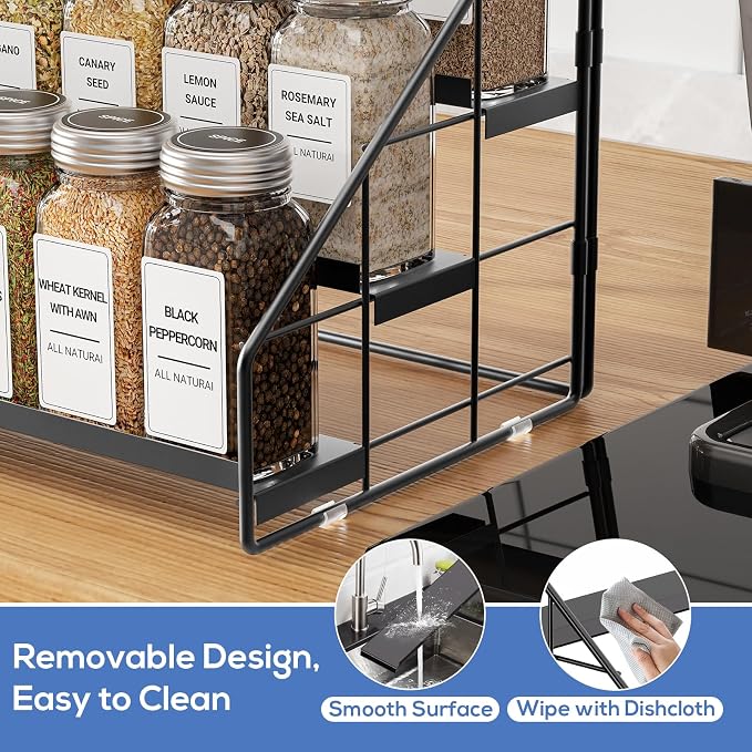 3-Tier Spice Rack for Short Cabinets, Metal Spice Organizer, 1PC | Spice Rack Organizer for Cabinet Keeps Labels Visible, Spice Organization For Cabinet And Countertops - Image 8