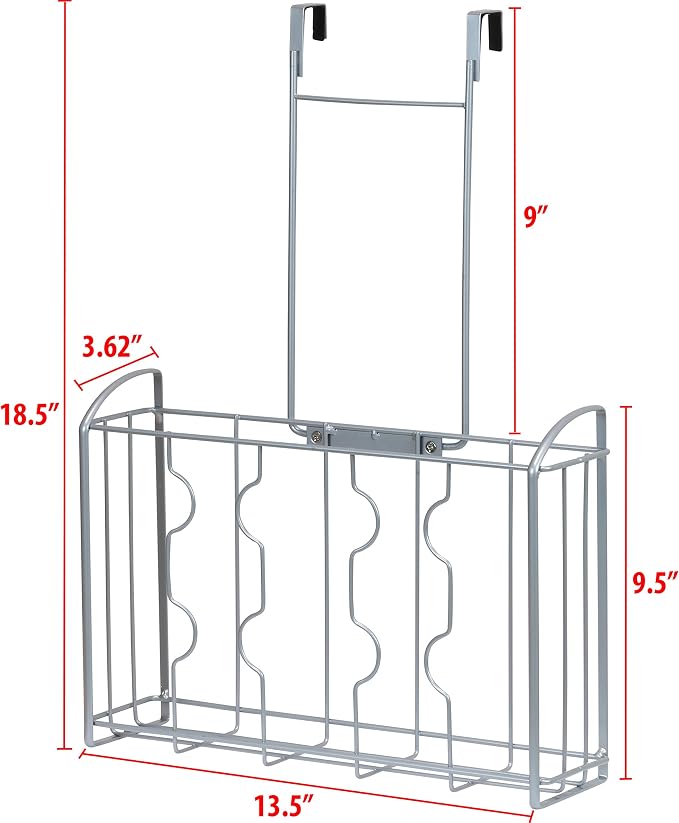 Simple Houseware Over Cabinet Door Organizer, Silver - Image 2