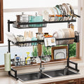 ADBIU Over Sink Dish Drying Rack (Expandable Height/Length) Snap-On Design Large Dish Drainer Storage Counter Organizer 32-40L x 12W x 34-38H (inches) by ADBIU