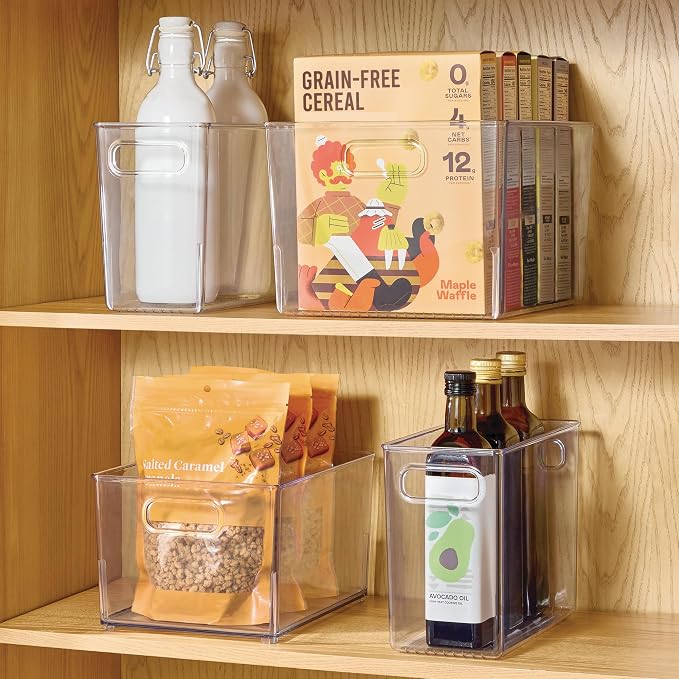 iDesign Tall Plastic Storage Bin with Handles, Set of 4, Clear | For Fridge or Freezer, Made in USA - Image 3