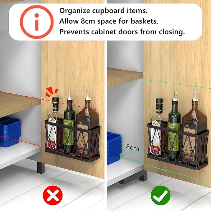 YIGII 3 Pack Adhesive Cabinet Door Organizer, Black Lid Organizer Inside Cabinet Door Storage, Slim Space Lid Holder Wall Mounted for Kitchen, Pantry, Bathroom - Image 2