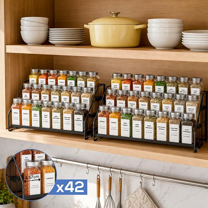 3-Tier Spice Rack for Short Cabinets, Metal Spice Organizer, 2PC | Spice Rack Organizer for Cabinet Keeps Labels Visible, Spice Organization For Cabinet And Countertops - Image 8