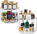 2 SET 2 Tier Non-Skid Acrylic Lazy Susan Organizer - Rotating Spice Rack - Turntable Spinning Organization for Kitchen, Pantry, Countertop, Closet, Bathroom, Vanity, Medicine Cabinet Organizing,9.25'' by MakeLifeBetterEasier