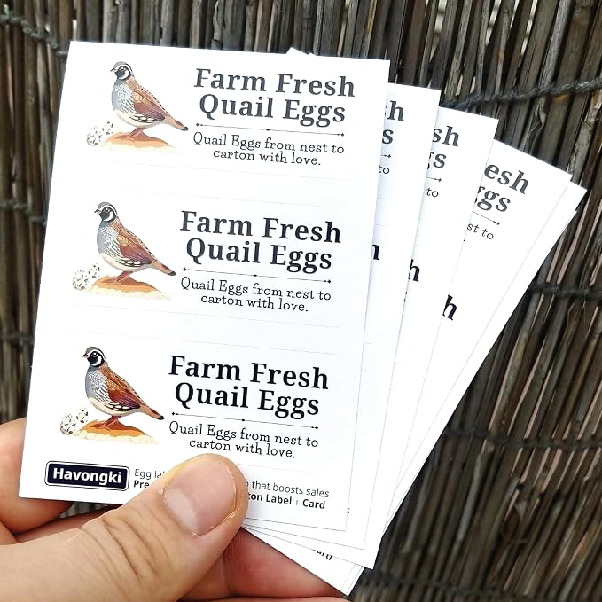 120 Quial Egg Carton Labels Stickers | White | Farm Fresh Eggs | 4 6 12 15 18 30 48 50 Count - Basket Box Container Extra Organizer Farm Supplies, 66mm x 26mm - Image 4