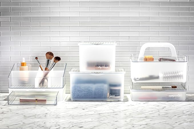 madesmart Large Lid Bin, White | open compartment, soft grip lining, utensils tools supplies, office craft items, kitchen utility, woman owned - Image 6