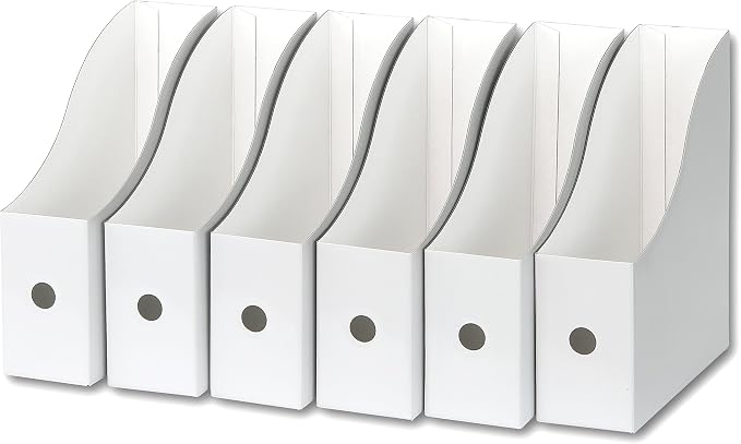 Simple Houseware 6-Pack Magazine File Holder Box, Foldable Cardboard Organizer, White | Foldable Box Organizer with Label Slot - Image 2