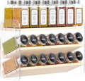 MUDEELA 3 Tiered Spice Rack Organizer for Cabinet, (No Jars Included) | Clear Vertical Spice Shelf, Wooden Seasoning Organizer for Countertop, Kitchen, Pantry, Freestanding, 13.3" W × 11.2" H by MUDEELA