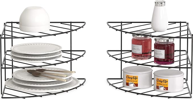 Deco Brothers 3-Tier Counter & Cabinet Corner Shelf Organizer, 2 Pack Black - Image 3