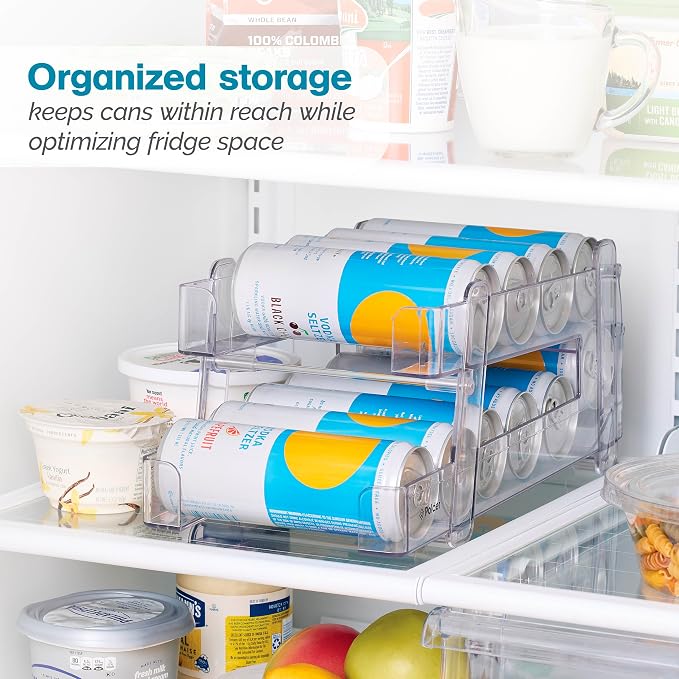 Polder Gravity Feed Can Dispenser, BPA-Free Plastic Beverage and Drink Dispenser, Holds Up to 10 Soda Cans, Ideal for Refrigerators and Countertops, Fridge Organizer, 14" x 5.3" x 6.1" - Image 7