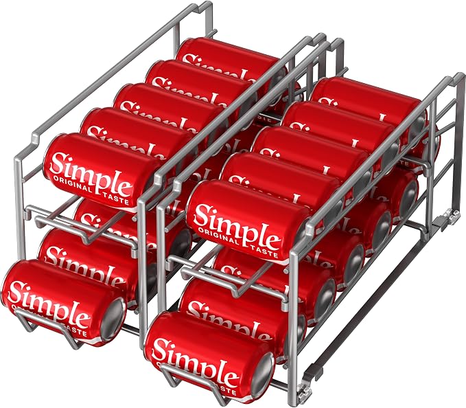 Simple Houseware 2-Pack Stackable Beverage Soda Can Dispenser Rack, Silver | Metal Soda Can Soft Drink Organizer by SimpleHouseware
