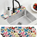 2 Pcs Kitchen Sink Splash Guard Faucet Mat Butterfly Pattern Faucet Mat for Sinks Absorbing Drying Mats for Kitchen Bathroom, 23.6x5.5inch by CONCHLERY%E6%97%97%E8%88%B0%E5%BA%97