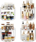 LAMU 4 Pack 2 Tier Lazy Susan Turntable Organizer 9.25'' Rotating Spice Rack Organization for Cabinet, Kitchen, Pantry, Countertop, Bathroom, Vanity, Medicine Cabinet Organizer, Clear by YourHome-OrganizationHelper