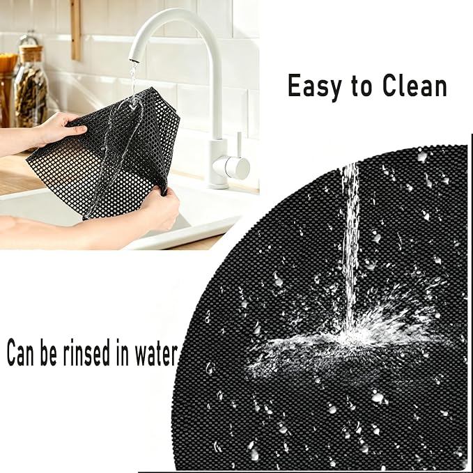 2 Pack 26 Inch Lazy Susan Shelf Liner, Non Adhesive Non Slip Composite Circle Mat for Kitchen Cabinet Corner Shelf Fridge Refrigerator Drawer Pantry Sink, Easy to Clean, Black - Image 6