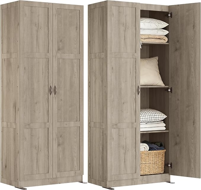DUMOS Tall Storage Cabinet with Doors and Shelves, Kitchen Pantry Cabinet | 71'' Wood Storage Freestanding Wooden Cabinets for Bedroom, Pantry, Home Office, Dining Room & Living Room, Grey by DumosLifestyle