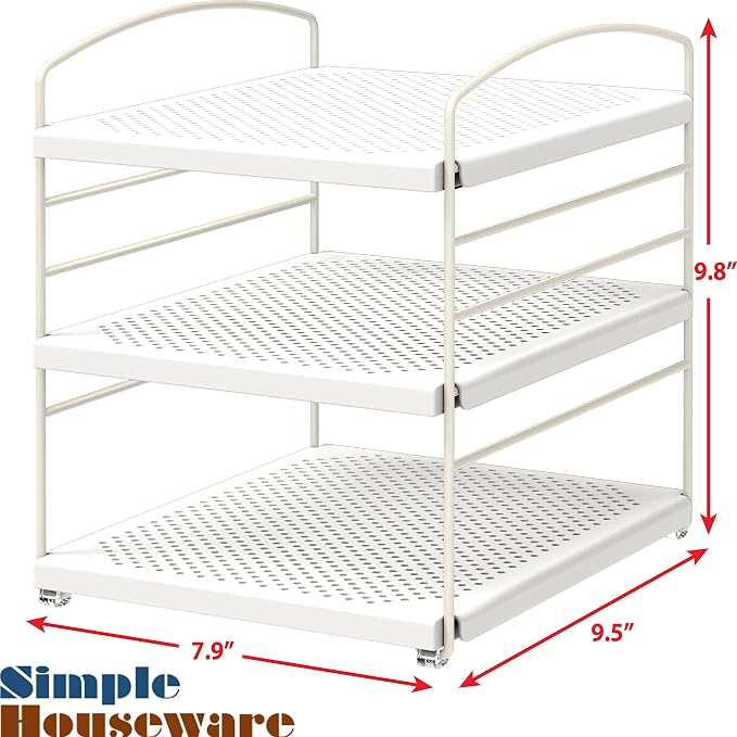 Simple Houseware Kitchen Wrap Organizer Height Adjustable Rack, White - Image 2
