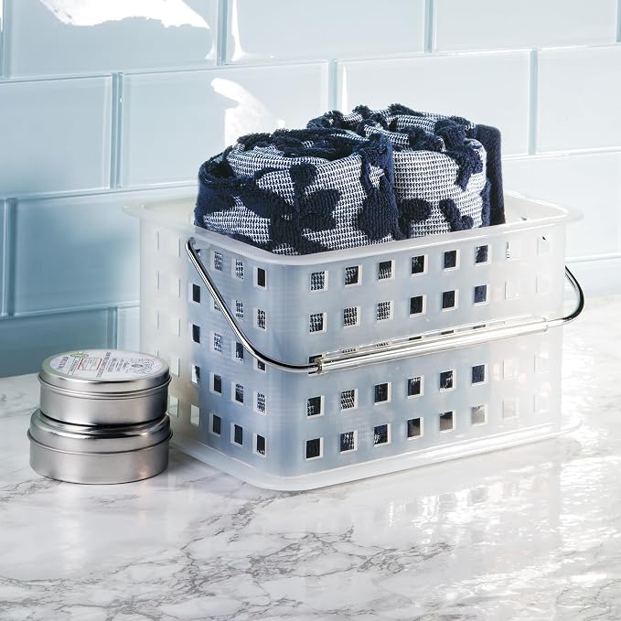 iDesign Portable Shower Caddy Basket with Handle, Set of 3, Frost | For Dorm or Bathroom, Made in USA - Image 6