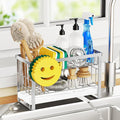Sponge Holder for Kitchen Sink with Flexible Sink Caddy Smiley Face,2 Tier Kitchen Sink Organizer Countertop and Storage Essentials,Soap Dispenser Organize,Home Decor Accessories-Silver by Taugast