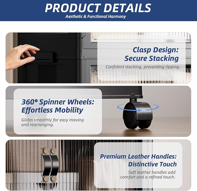 SAILUN 116Gal/464Qt Stackable Storage Bins Folding Collapsible Storage Bins with a Lid, Closet Organizers and Storage,Black 26" W x 17" D x 56.7" H | Stackable Storage Drawers with Lids,26" W x 17" D x 56.7" H,Featuring open-front Access for Clothes an... - Image 6