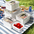 5 Pack Large Fruit Storage Containers for Fridge with vent holes and handle，Airtight Food Storage Containers Keep Fruits, Vegetables, Berry, Meat Fresh longer,BPA-free Fridge Storage Container by Ronanemon
