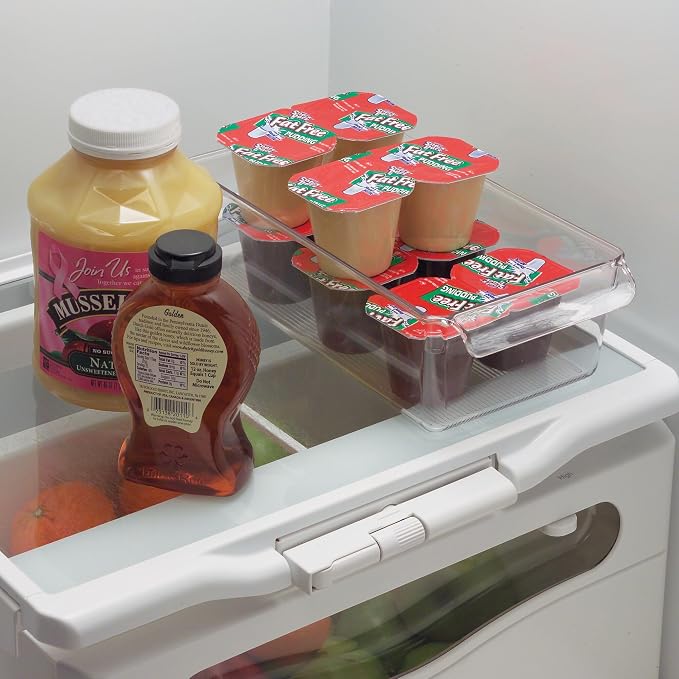 iDesign Fridge Storage Bin with Handle, Set of 4, Clear | Fridge Tray for Meats and Cheeses - Image 6