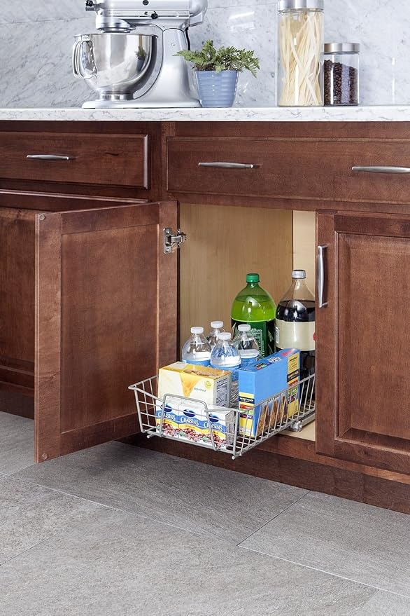 ClosetMaid 11 in. Pull Out Cabinet Organizer, Heavy Duty, Slide Out Pantry Shelves Drawers for Kitchen, Bathroom, Nickel - Image 2