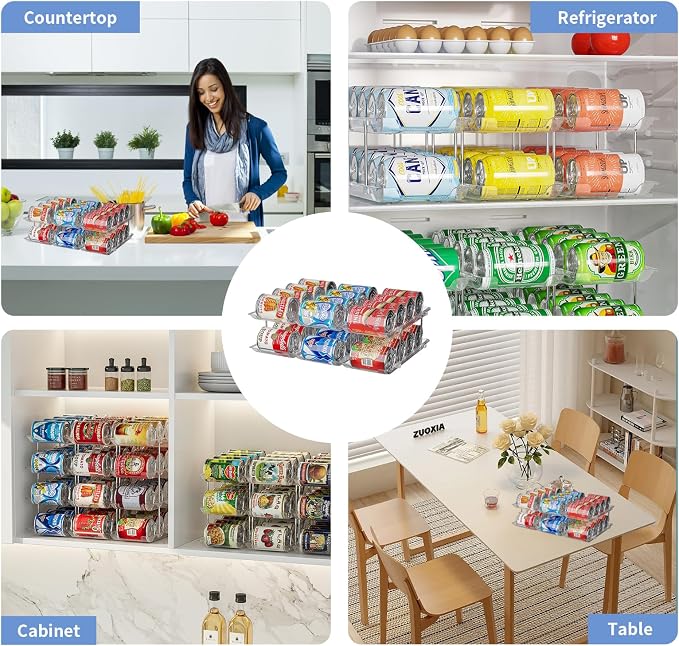 Jsyrjing Can Organizer for Pantry, 2-Tier Canned Goods Organizer 2 Pack | Automatic Rolling, Modular Flexible Combination, Extra-thick Clear Material, Cabinet Pantry Fridge Countertop Storage - Image 5