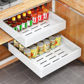 Pull out Cabinet Organizer, 21"Deep, 16.9"Wide Full-Extension Heavy Duty Slide out Drawers with Nano Adhesive, Roll Out Shelf Sliding Cabinet Storage for Kitchen, Bathroom, Pantry, Under Sink(White) by Kitstorack