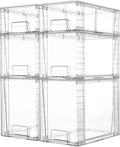 Vtopmart Clear Stackable Storage Drawers, 6 Pack Tall Organizer Set | Tall, Medium and Small Pull-Out PET Drawers with Stackable Design for Bathroom Under-Sink Storage and Vertical Organization by Vtopmart